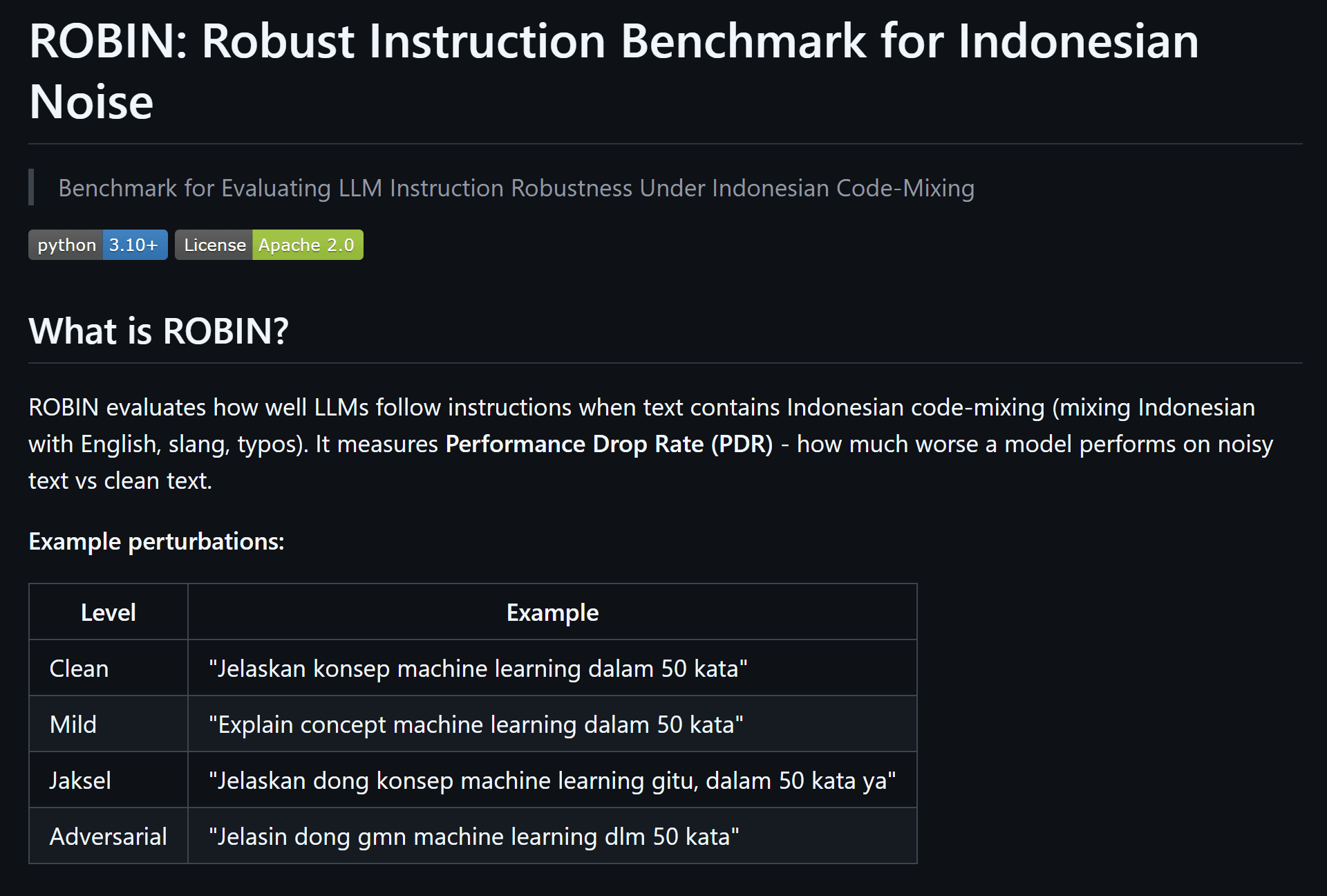 Robin Benchmark